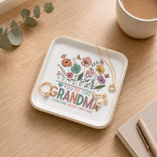 Grandma Gifts for Birthday Christmas - Ceramic Wildflowers Jewerly Dish - Image 2