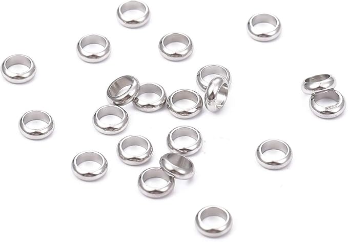Stainless Steel Spacer Beads 2.5x1mm Rondelle Loose Charm Caps Beads for DIY Jewelry Making 100pcs with 1.5mm Hole