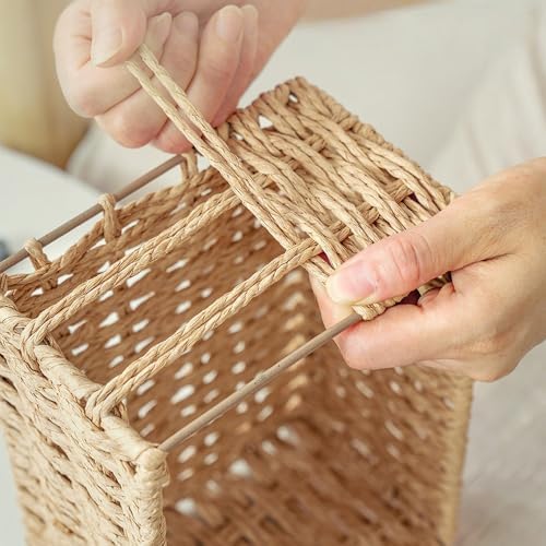 GIB Small Wicker Woven Storage Baskets for Organizing with Handle and Liner - Image 7