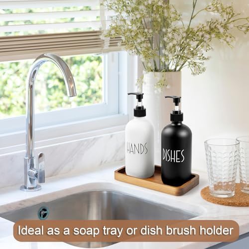ALELION 8" Acacia Wood Bathroom Vanity Tray for Counter - Dresser Top Tray for Perfume Jewelry Candle Key Catchall - Small Kitchen Countertop Organizer for Soap Dispenser and Sponge Holder - Image 4