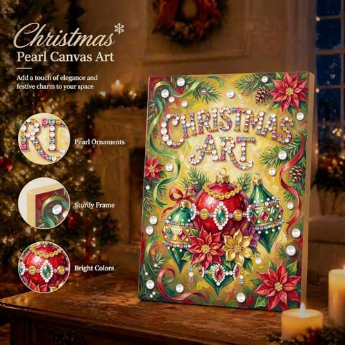 DIY Pearl Painting with Frame Christmas Creative Design, Handmade Healing Home Wall Decoration, 11.81X15.75in (Tools Included)-Decorations - Image 2