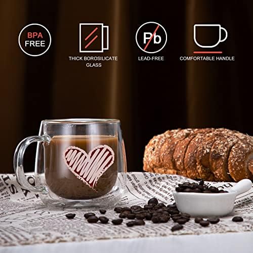 CNGLASS Double Walled Glass Coffee Mugs 10oz,Large Insulated Espresso Cups,Set of 2 Clear Glasses Cappuccino Mug with Handle(Tea Latte Glassware) - Image 5