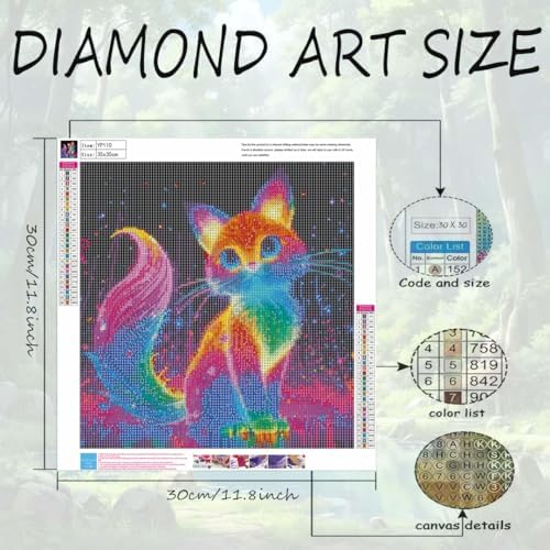 OJTOYART Fluorescence Cat Diamond Art Painting Kits for Adults, 5D Animals Round Full Drill Diamond Painting, DIY Round Full Drill Dots Painting with Gem Art Craft for Home Wall Decor 12 x 16 Inch - Image 6