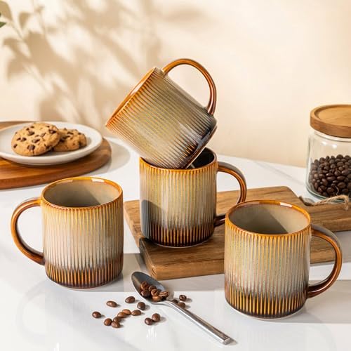 theterra Ceramic Coffee Mugs Set of 6, 14.2 oz Coffee Cups with Handle - Image 4