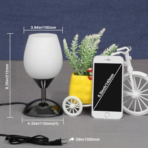 Touch Control Table Lamp Dimmable Small Lamp, Ambient Light with Opal Glass Shade Simple Night Light, Modern Accent Lamp Bedside Nightstand Lamp for Bedroom Living Room, E12 Bulb Included - Image 4
