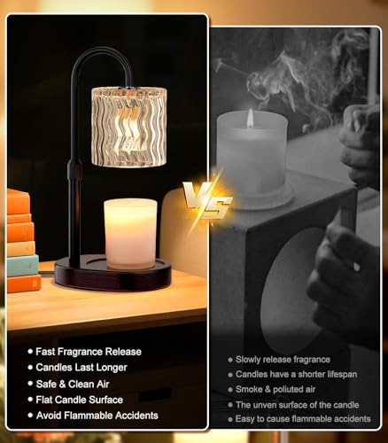 Candle Warmer Lamp Electric: Dimmable Timer Candles Warming Lamps - Height Adjustable Burner Jar - No Flame Scented Melts Wax - All Candle Jars Table Light Home Decor - Image 5