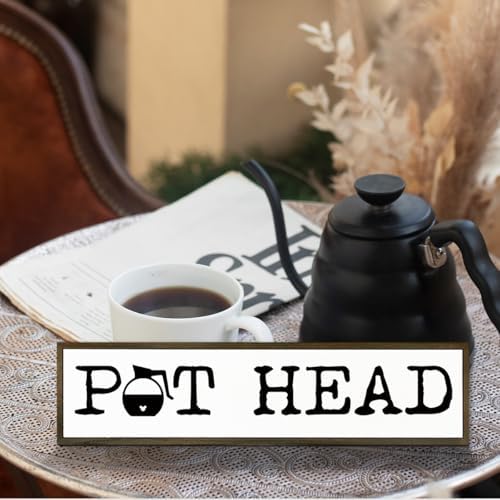 Coffee Decor Sign, Country Farmhouse Wooden Hanging Signs, Coffees Lover Home Decor, Kitchen Decors for Tabletop Shelf, Coffee Station Decors, Pot Head Sign, 17.8x4x1.2 inches - Image 5