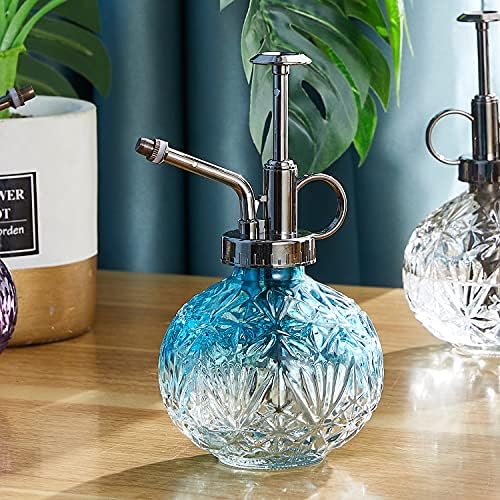 Glass Plant Mister Water Spray Bottle, Succulent Watering Bottle with Plastic Top Pump, Vintage Style Plant Sprayer, Small Watering Can for Indoor Outdoor House Plants - Blue - Image 7