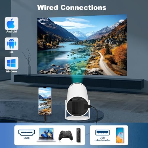 Mini Projector, HY300 PRO Portable Projector, Smart Projector Support 4K 1080P with Dual-Band WIFI6 5G Wireless 5.4 Bluetooth, 160 ANSI Auto Keystone Correction Video Projector - Image 6