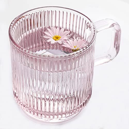 Lysenn Pink Glass Mug with Lid, Premium Glass Coffee Mug, 12 oz Tea Cup by Lysenn