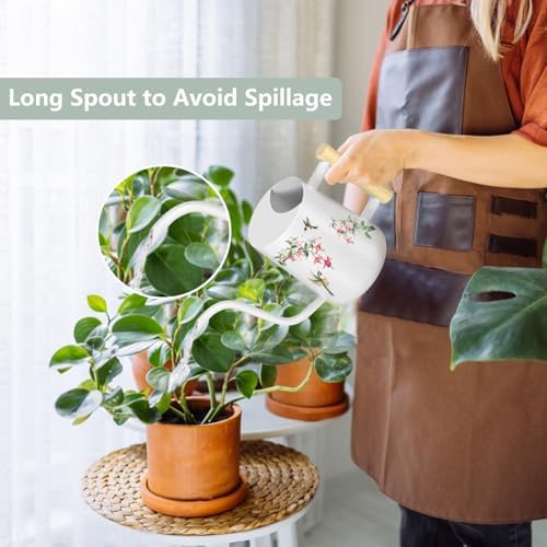 Watering Can Indoor Plants, 35oz Small Stainless Steel Metal Watering Can Modern Decorative Watering Pot with Long Spout for Indoor House Plant Bonsai Garden Flowers (White 1) - Image 2