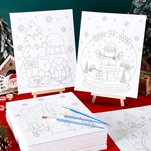 Sherr 140 Pcs 20 Set Pre Drawn Canvas Painting Kit, Christmas - Image 5