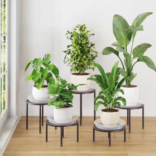 iDavosic.ly 5-Pack Metal Plant Stands with 5 Plant Saucer Tray, 10'' Bronze by iDavosicly
