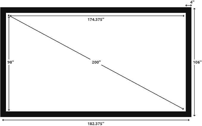 Silver Ticket Products STR Series 6 Piece Home Theater Fixed Frame 4K / 8K Ultra HD, HDTV, HDR & Active 3D Movie Projection Screen, 16:9 Format, 200" Diagonal, White Material STR-169200