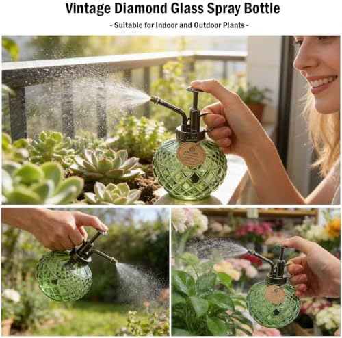 OFFIDIX Plant Mister, Green Glass Fine Mist Spray Bottle for Plants 10 oz - Image 4