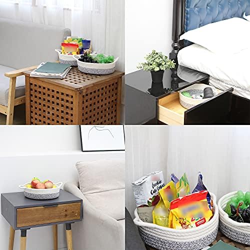 Sea Team 2-Pack Compact Woven Cotton Rope Storage Baskets, Mottled Gray - Image 3