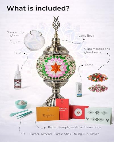 Ottoman Mosaics Turkish Mosaic Lamp Kit | DIY Art & Craft Project for Adults | Make Your Own Handmade Lamp (Green) - Image 2