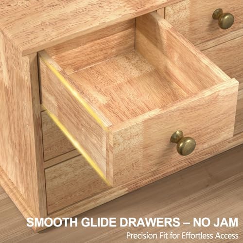 Oak Desk Organizer with Drawers, Durable Wooden Desktop Storage Box - Image 6