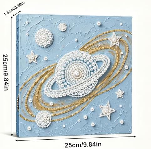 LQCrafK DIY Pearl Art Painting Handcraft Kit for Adults Beginners with Tools and Framed Painting, Creative Design,Self-Adhesive, Healing Stress-Relieving Home Wall Decoration-Saturn - Image 6