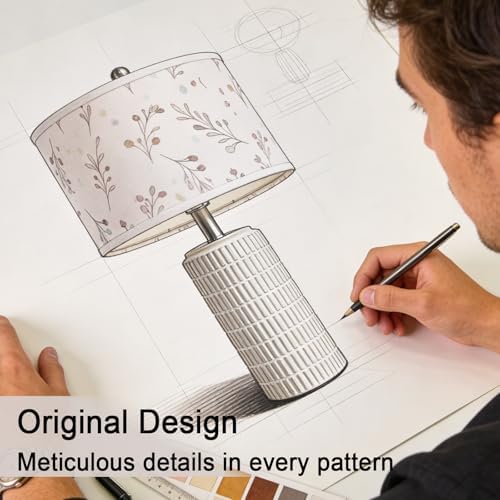PoKat 23'' Table Lamp with Flower Lampshade for Night Stands, Birthday Gifts for Women Mom, House Warming Gifts New Home Decor, Ceramic Lamp for Living Room, Modern Bedroom Lamp for Nursery - Image 2