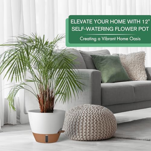 8/10/12 Inch Self Watering Pots for Indoor/Outdoor Plants with Drainage - Image 3
