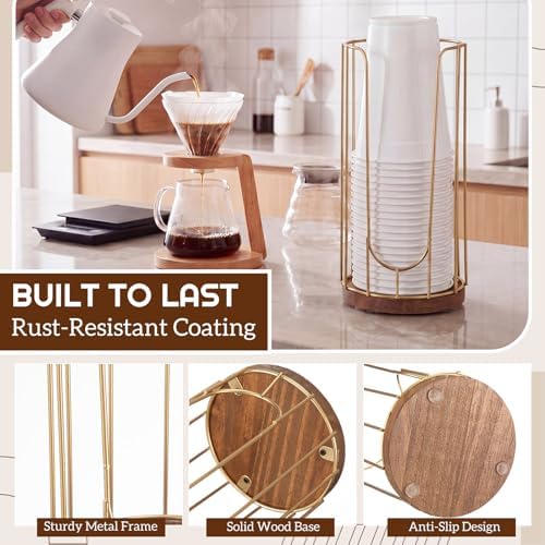 Geelin 18oz Adjustable Coffee Cup and Lid Dispenser with Wooden Base - Image 4