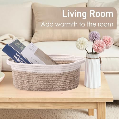 JMvicyroam Small Woven Basket, Empty Gift Basket, White&Oatmeal/1 Pack - Image 6