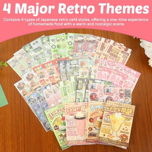 4 Pack Japanese Sticker Book, Kawaii Stickers, Die-Cut Cute Food & Janpan Style Aesthetic Stickers for Journaling, Scrapbooking, Planners, Junk Journal Supplies - Image 5