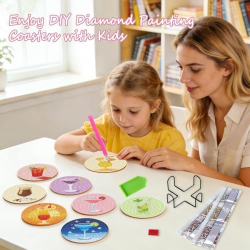 Leatrice 8PCS Diamond Art Coasters Set Diamond Painting Kits for Adults - Image 4