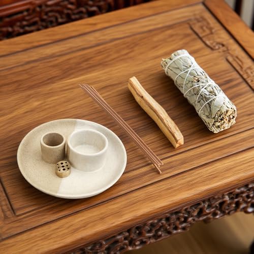 Sage Holder, White Sage Burner, Smudge Bowl, Palo Santo Holder, Incense Holder, Incense Holder Bundle, Sage Holder for Sage Bundle and Palo Santo (Sage Not Included) (White-Speckled) - Image 4