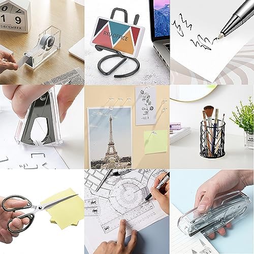 Office Desk Accessories, Acrylic Stapler, Staple Remover, Tape Holder, Pen Holder, Ballpoint Pen, Scissor, Binder Clips, 1000pcs Staples, Phone Holder, Ruler, Transparent Glue and 300 Notes - Image 5