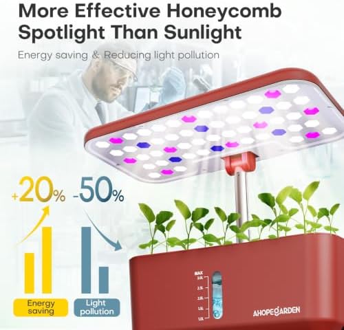 Ahopegarden Hydroponics Growing System: 10 Pods Indoor Herb Garden with LED - Image 2