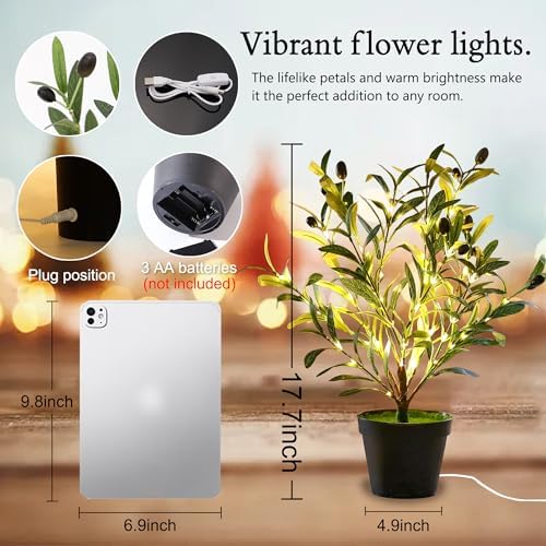 Artificial Olive Tree Lamp, Faux Olive Tree and Fruits Artificial Plant Twinkling Tree for Office House Living Room Bedroom Stairs Foye Coffe Shop Store Home Decor, Christmas Birthday Gifts for Women - Image 2