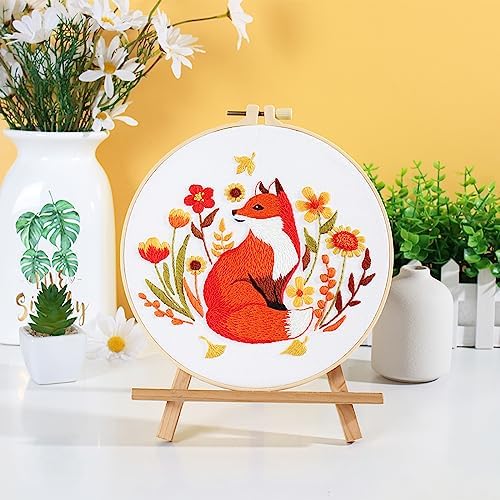 Louise Maelys Autumn Fox Embroidery Kit for Beginners Floral Craft - Image 5