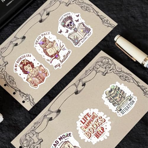 300+ PCS Book Stickers Pack for Kindle Water Bottle Laptop - Waterproof Vinyl Scrapbook Journaling Supplies Cute Bookish Stickers Gift Book Lovers Booktok Accessories (Book Stickers) - Image 4