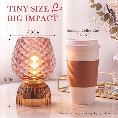 Small Battery Operated Lamp with Timer, Pinecone, Pink - Image 5
