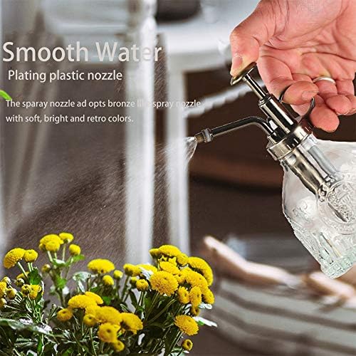 Plant Mister Glass Spray Bottle Small Plant Watering Can 6.4" Tall Retro Indoor Watering Can Bronze Plastic Top Pump for Garden Indoor Plant Sprayer (Transparent) - Image 5