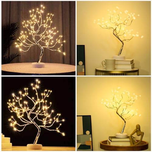 PXBNIUYA Room Decor, 20" 108 LED Tabletop Bonsai Tree Light, DIY Artificial Tree Lamp, Battery/USB Operated, Aesthetic Lamps for Living Room Bedroom Christmas Home Gifts House Decor (Warm White) - Image 6