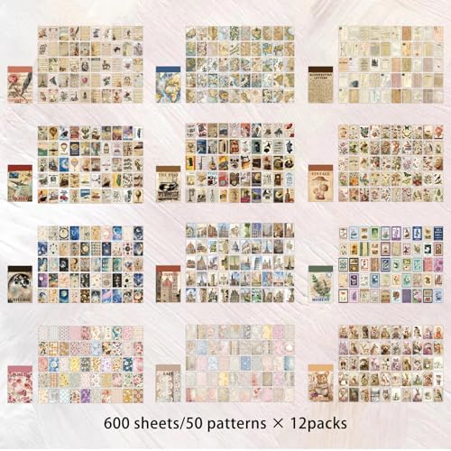 Bomichi Washi Stickers, 12 Sets 600 Pcs Aesthetic Sticker Book for DIY Journaling, Journaling Supplies for Bullet Journal Art Diary Card Craft Gifts Planner Notebook - Image 5