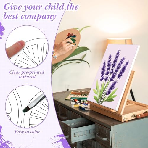 Engrowtic 12 Pcs 8 x 10'' Flower Pre Drawn Canvas to Paint Pre Printed Sketched Canvas for Adult Ladies Paint Art Party Favor Board Set for Craft(Fresh Style) - Image 4