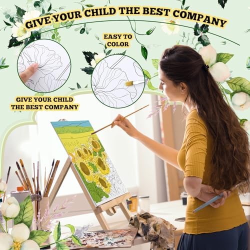 Affrolling 12 Pcs Pre Drawn Canvas for Painting for Adults 8 x 8 Inch Canvas Painting Kits Stretched with Drawing Ready to Paint Beginner Artists Date Night Party Supplies(Flower) - Image 3
