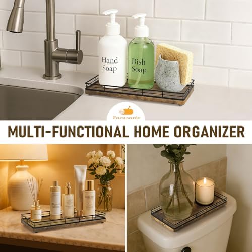 Bathroom Vanity Tray for Countertop, 12" x 6" Wood Toilet Tank Tray - Image 5