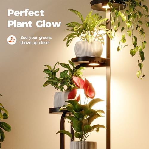 Bamworld Plant Stand with Grow Light Corner Metal Flower Pot Stands - Image 6
