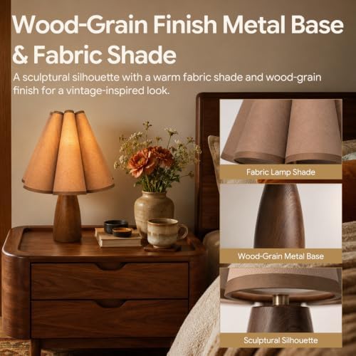 BySea Mocha Wabi Sabi Table Lamp, Bedside Lamp with Layered Shade - Image 4