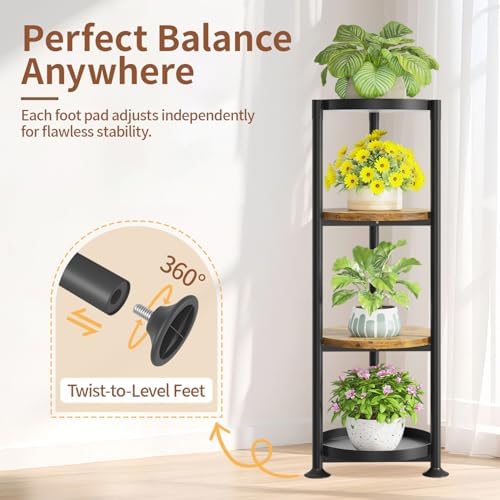 LASZOLA Plant Stand Tall Flower Holder for Indoor Corner, 4 Tier Black - Image 5