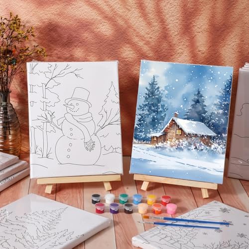 Zhanmai 12 Set Paint and Sip Kit for Adult 8''x10'', Winter Sonw - Image 5
