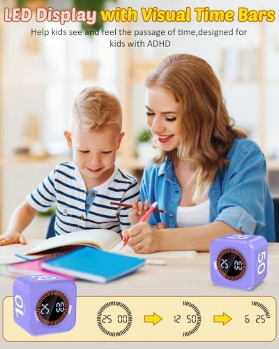Digital Pomodoro Timer Cube 5/10/25/50min Preset, Silent & Sound Alarm - Image 7