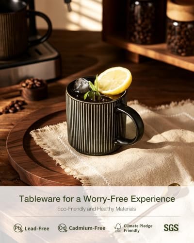 famiware Coffee Mug Set of 4, Star 12 oz Ceramic Mugs Cups Set with Handle - Image 3