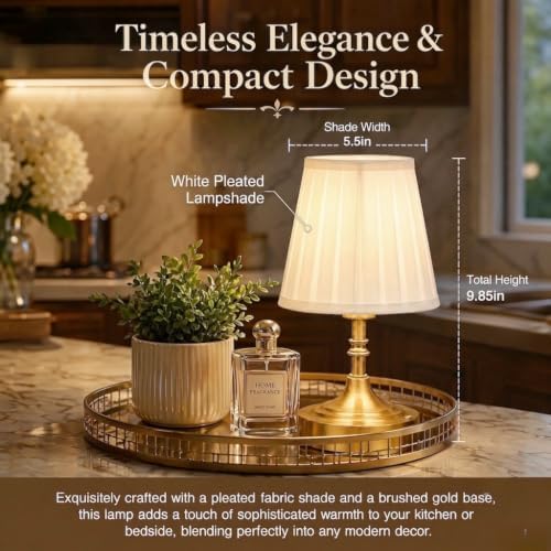 Gold Small Cordless Table Lamp Rechargeable,Mini Lamp - Kitchen Countertop - Image 5