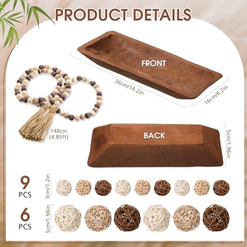 Teenyyou 17 Pcs Wooden Centerpiece Table Decorations, Brown - Image 2